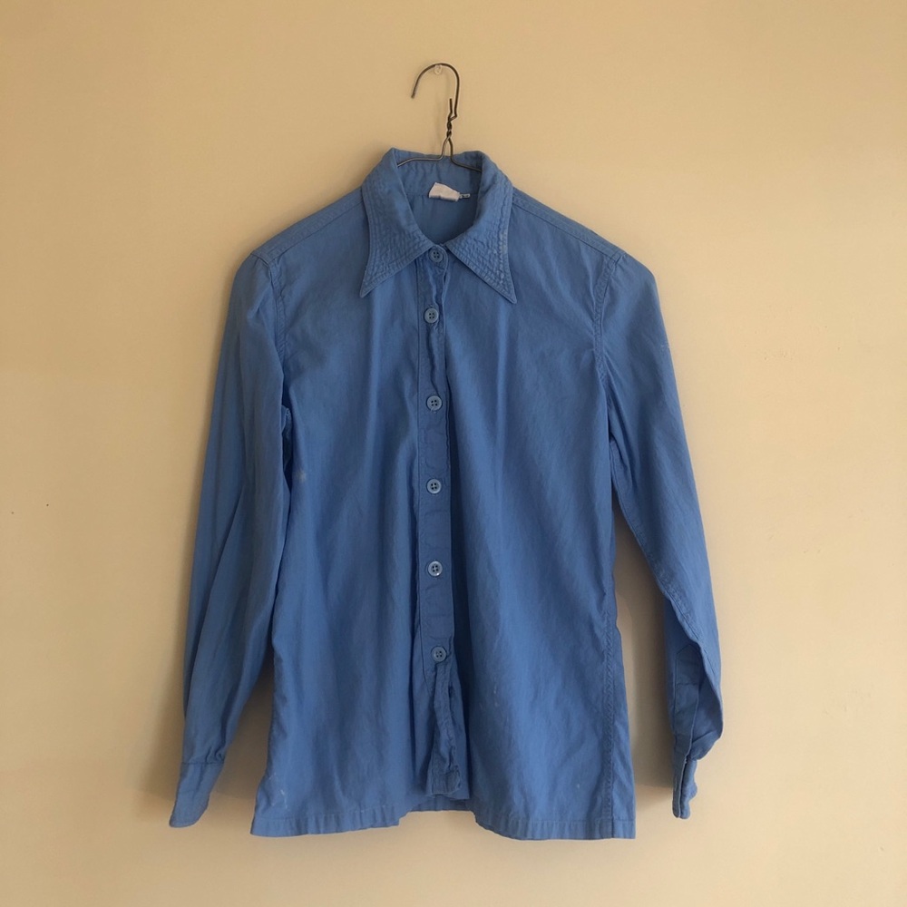 Vintage Light blue Cotton Button-Up Shirt
